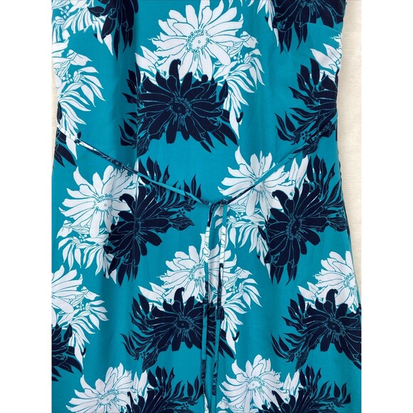 Ann Taylor LOFT Maxi Dress Womens 0 petite Turquoise Floral V Neck Vacation - Picture 4 of 13